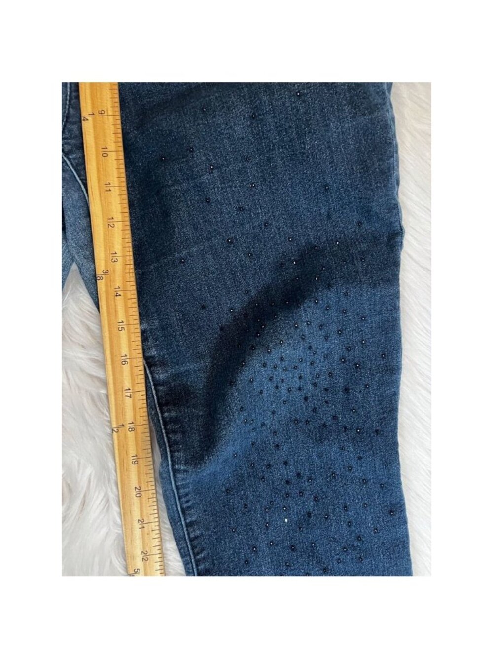 Chico's Womens Jeans Rhinestone Sz 10 Blue Pockets Skinny Ankle - Picture 3 of 8